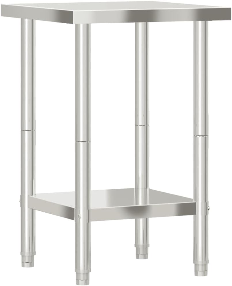 vidaXL Keukenwerktafel 55x55x85 cm roestvrij staal, werktafel keuken, keuken werktafel, keuken werk tafel, werkbank keuken, keuken werkbank - QUORE
