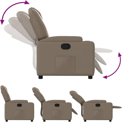 Fauteuil Verstelbaar – Relaxfauteuil – Relaxstoel – Armstoel – Leunstoel – Kunstleer Cappuccino – Handmatig Verstelbaar Tot 135° – Inclusief Bekerhouders En Zijvak