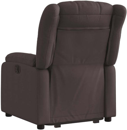 Relaxstoel Met Opstahulp – Elektrische Tv-Stoel – Loungezetel – Ligstoel – Relaxfauteuil – Handmatige Ligfunctie – Donkerbruin Stof – Draagvermogen 110 Kg
