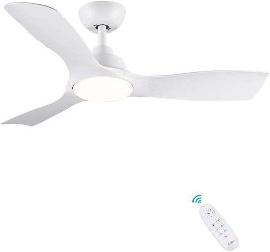 CJOY Plafondventilator met licht en afstandsbediening, 107 cm, wit, plafondventilator, dimbaar, DC, 6 snelheden, 3CCT-geheugen, slaapmodus, voor slaapkamer/woonkamer