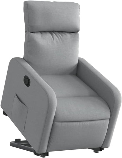 Relaxstoel Met Opstahulp – Tv-Stoel – Ligstoel – Enkelvoudige Relaxstoel – Verstelbare Stoel – Elektrische Opstahulp – Handmatig Kantelsysteem – Lichtgrijze Polyester Stof