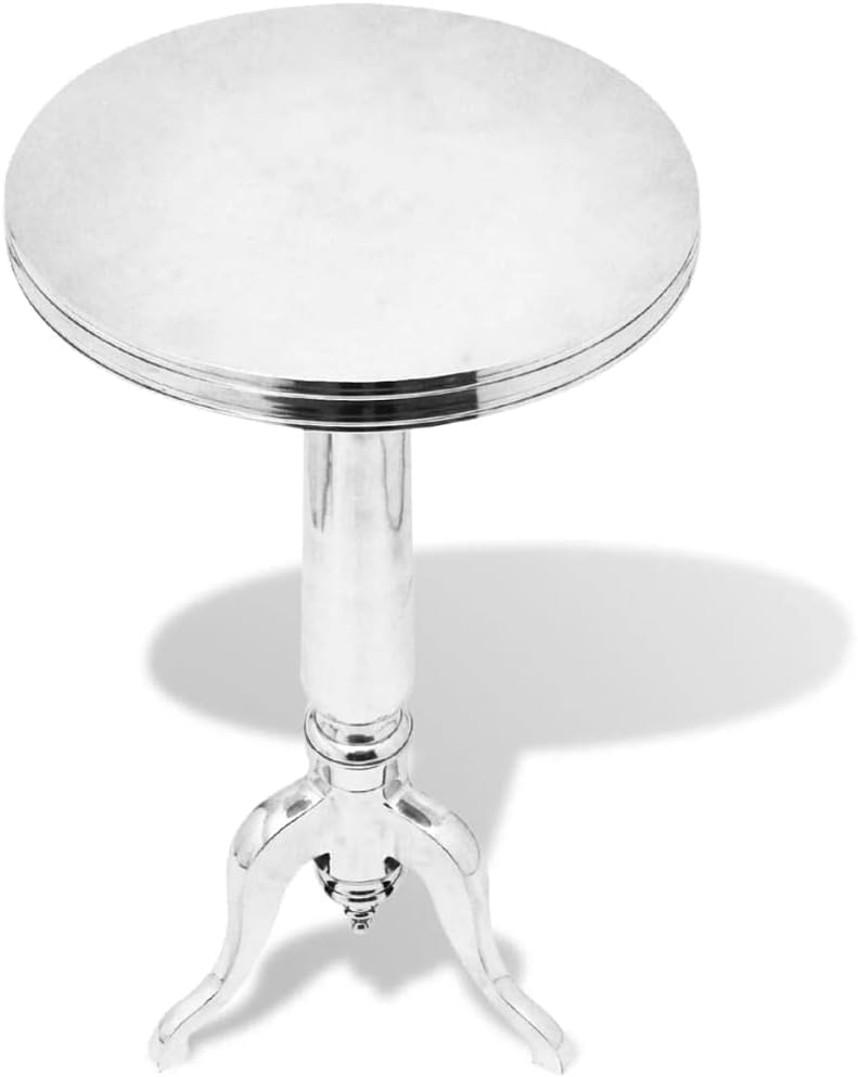 vidaXL Side Table Round Aluminium Silver Table Tables Coffee Table