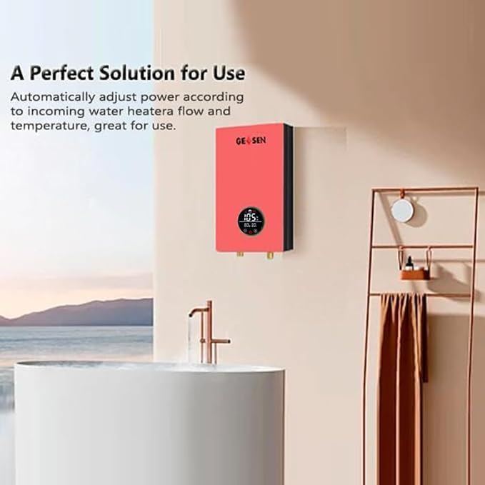 Verwarmingsupgrade – elektrisch water zonder sleuf 9 kw240 V, energiebesparing van warm water zonder autopool – op aanvraag instelbaar, digitaal display van het hele woonhuis (roze)