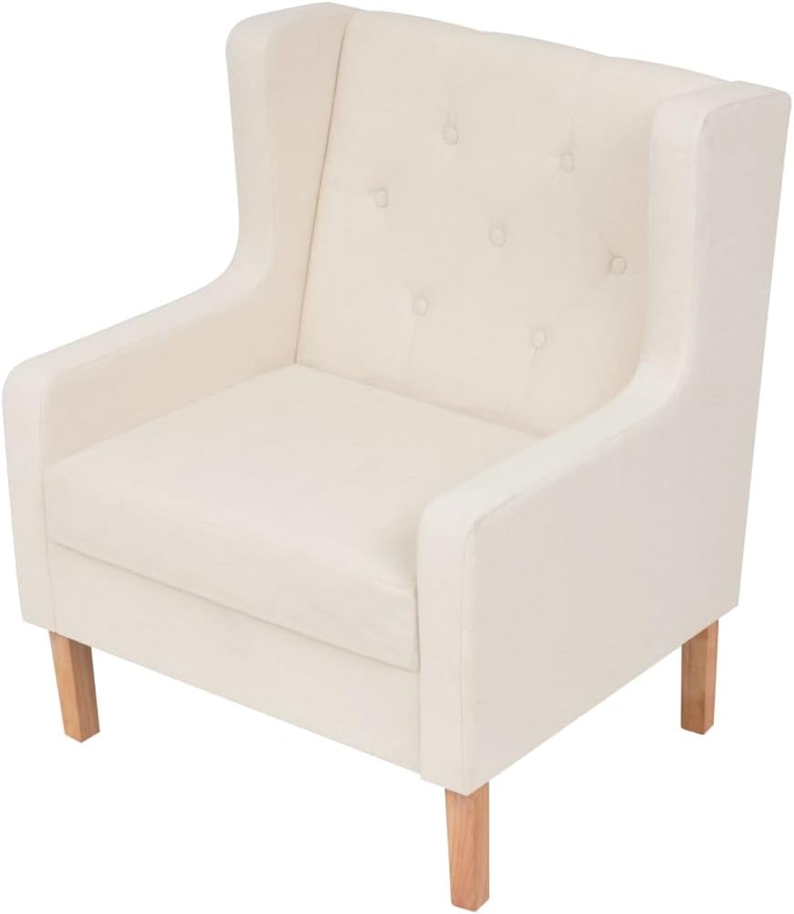 Fauteuil crèmewit stof fauteuil met kruk lounge stoel voor binnen kantoor