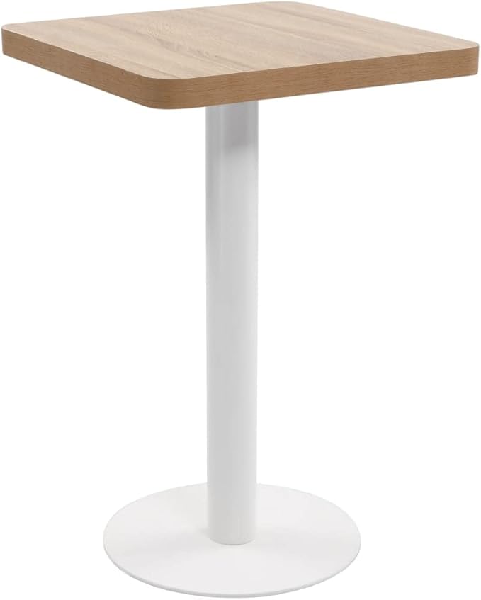 Bistrotafel – Tafel – Eettafel – Koffietafel – Lunchtafel – Lichtbruin MDF blad – Stalen Onderstel – Compact 50x50x75 cm
