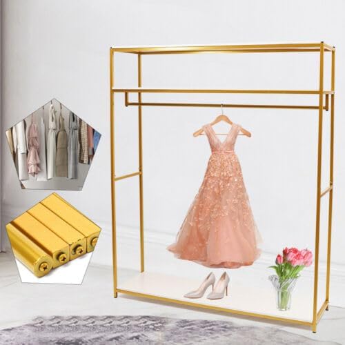 Metal Clothes Rail Wardrobe Ear Storage Display Stand Clothes Rods Freestanding Dressing Cabin Clothes Rack - QUORE