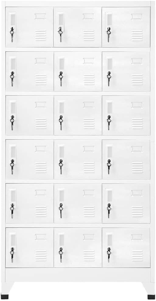 vidaXL Locker Cabinet with 18 Compartments Metal Locker Cupboard Cabinets Lockers - QUORE