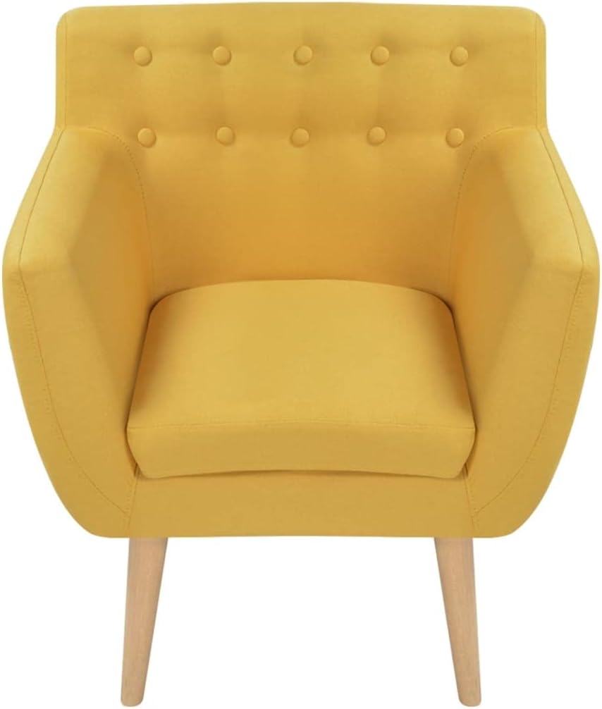 Fauteuil gele stof, loungestoel, televisiestoel, relaxstoel, bureaustoel, stoel voor slaapkamer, woonkamer, werkkamer, kantoor