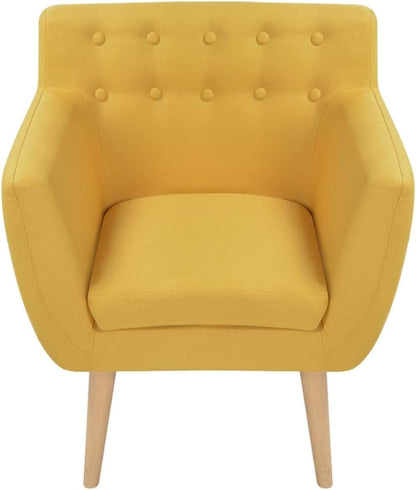 Fauteuil gele stof, loungestoel, televisiestoel, relaxstoel, bureaustoel, stoel voor slaapkamer, woonkamer, werkkamer, kantoor