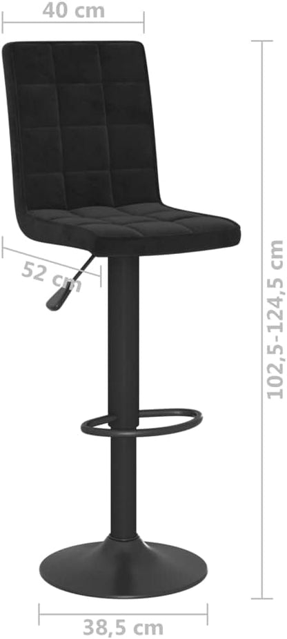 vidaXL Barkrukken 2 st fluweel zwart, barkrukje, bar kruk, barstoel, barkrukjes, bar krukken, barstoelen, bar stoel, bar stoelen, kruk, krukken