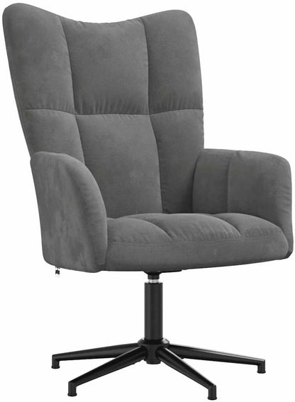 Relaxstoel – Fauteuil – Lounge Chair – Draaifauteuil – Zithoekstoel – Donkergrijs Fluweel – 360 Graden Draaibaar – Stalen Frame Met Kruisvoet