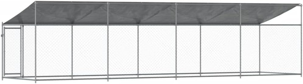 Dog Cage with Roof and Door grey 8x2x2m galvanized steel, Walk In Chicken Coop Galvanized Chicken Coop, Chicken Coop, Chicken Coop, Chicken Coop, Cage, Rabbit Hutch, Pet Box, Backyard