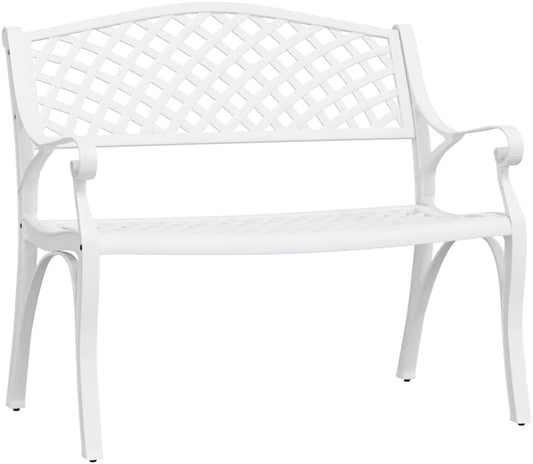 Garden bench 102 cm cast aluminium white - QUORE