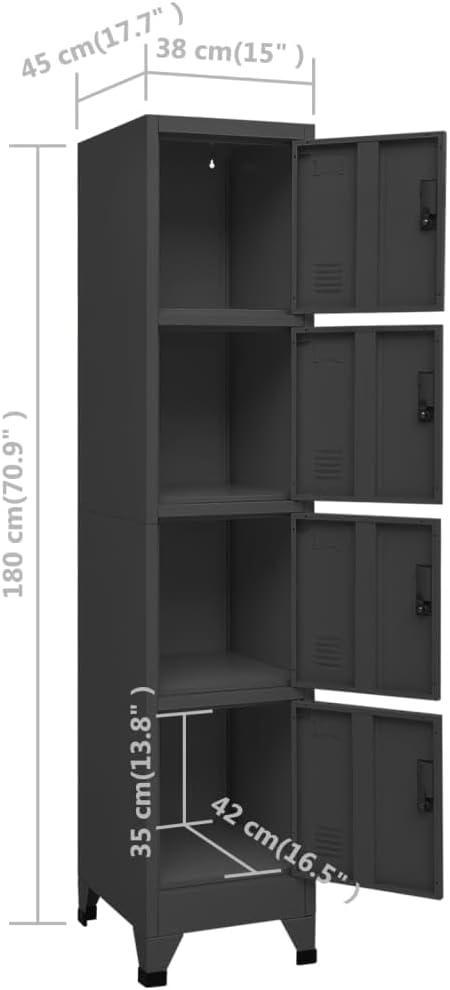 vidaXL Locker cabinet 38x45x180 cm steel anthracite colored - QUORE