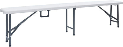 Lounge tuinmeubelset balkon meubelset tuinlounge set inklapbare tuintafel met 2 banken 180 cm staal en HDPE wit - QUORE