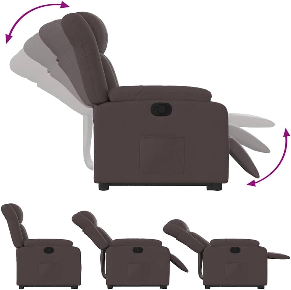 Relaxstoel Met Opstahulp – Elektrische Tv-Stoel – Loungezetel – Ligstoel – Relaxfauteuil – Handmatige Ligfunctie – Donkerbruin Stof – Draagvermogen 110 Kg