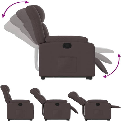 Relaxstoel Met Opstahulp – Elektrische Tv-Stoel – Loungezetel – Ligstoel – Relaxfauteuil – Handmatige Ligfunctie – Donkerbruin Stof – Draagvermogen 110 Kg