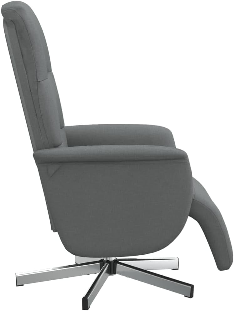 Verstelbare Fauteuil – Relaxstoel – Ligstoel – Lounge Chair – Draaifauteuil – Donkergrijs – Met Voetensteun – 360° Draaibaar – Stoffering 100% Polyester