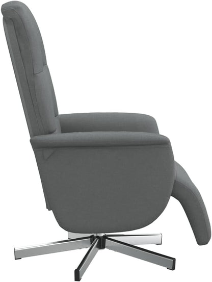 Verstelbare Fauteuil – Relaxstoel – Ligstoel – Lounge Chair – Draaifauteuil – Donkergrijs – Met Voetensteun – 360° Draaibaar – Stoffering 100% Polyester