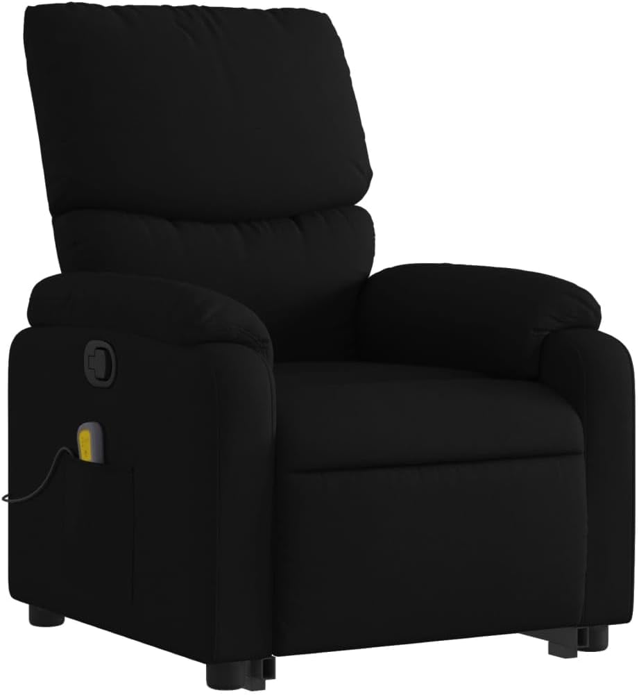 vidaXL Stand Up Massage Chair Adjustable Fabric Black, Stand Up Armchair, Adjustable Recliner for Elderly, Electric Stand Up Chair