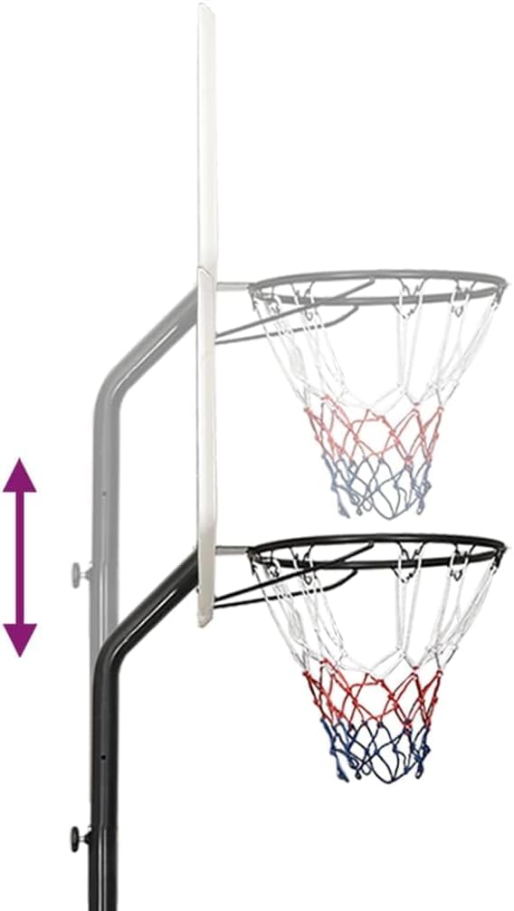 Basketbalring – Basketbalpaal – Basketring – Basketbalbord – Verstelbare Hoogte 282-352 cm – Duurzaam Polyethylene Wit