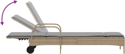 vidaXL Sun loungers 2 pcs with cushions poly rattan beige, garden chair, patio furniture, sunbed, garden furniture, deckchair, garden bed, sunbed garden, deckchair garden - QUORE