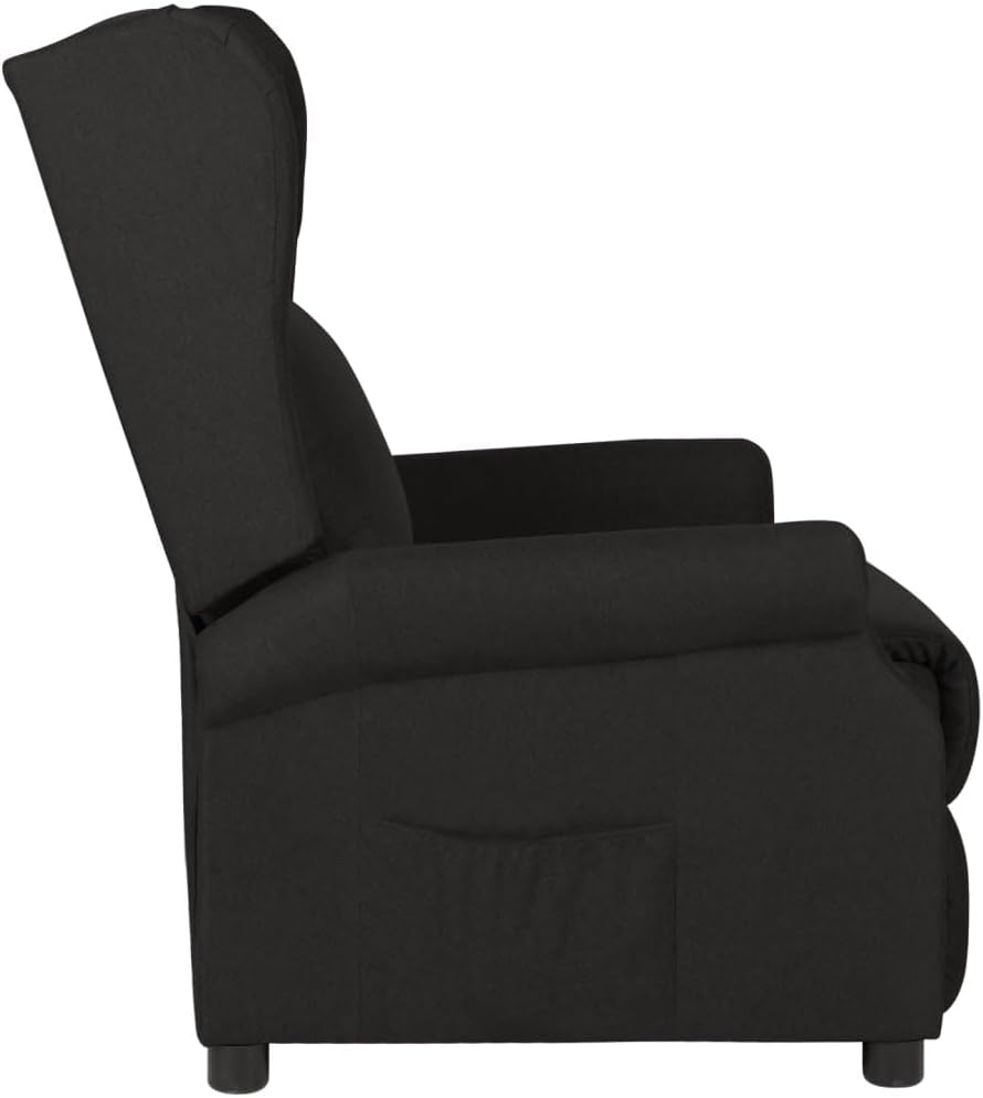 Relaxstoel zwart stof tv-stoel met ligfunctie, enkele ligstoel, relaxstoel voor woonkamer, slaapkamer, A4 - QUORE