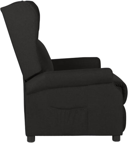 Relaxstoel zwart stof tv-stoel met ligfunctie, enkele ligstoel, relaxstoel voor woonkamer, slaapkamer, A4 - QUORE