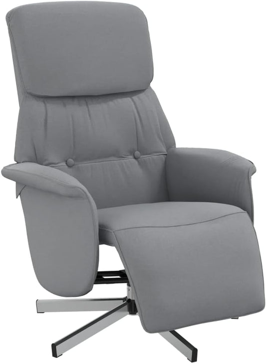 Relaxfauteuil – Verstelbare Fauteuil – Leunstoel – Draaifauteuil – Relaxstoel – Lichtgrijs – 360° Draaibaar – Handmatig Verstelbare Rugleuning en Voetensteun