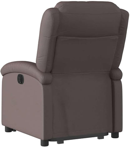 Relaxstoel met opstahulp – Tv-stoel – Ligstoel – Relaxfauteuil – Elektrische stoel – Donkerbruin Echt Leer – Elektrische Opstahulp – Handmatige Ligfunctie