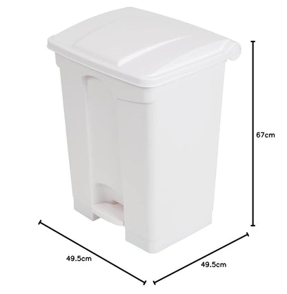 Jantex Kitchen Pedal Lid Bin White 65ltr Waste Polypropylene Catering Equipment - QUORE