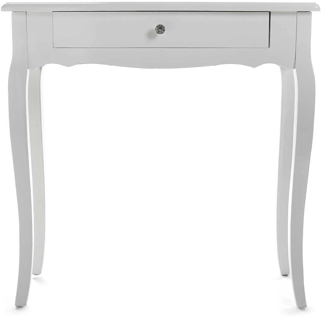 Versa Cagliari Smalle hal of vestibule Entree hal meubilair, Console Tafel, met 1 lade, Afmetingen (H x B x H) 80 x 30 x 80 cm, Hout, Kleur Wit