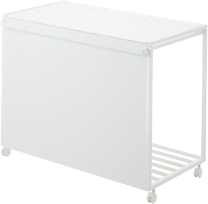 Yamazaki 1822 TOWER 3~Compartment Trash Can with Casters, white, Steel/Polypropylene/Nylon, 76 x 44 x 60 cm
