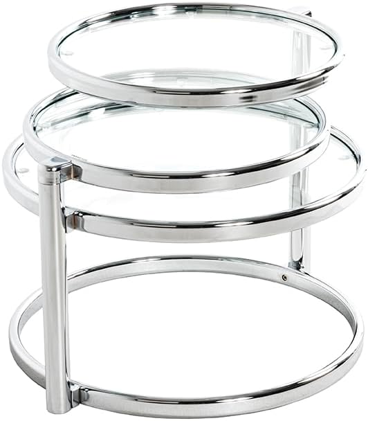 HAKU Salontafel chroom, Metaal, veiligheidsglas - Maat: B 58-140 cm x H 43 cm x D 50 cm, Stijl: Modern