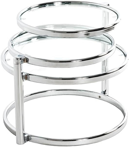 HAKU Salontafel chroom, Metaal, veiligheidsglas - Maat: B 58-140 cm x H 43 cm x D 50 cm, Stijl: Modern