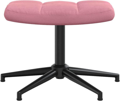 Relaxstoel Met Poef – Tv-Stoel – Ligstoel – Fauteuil – Slaapkamerstoel – Roze Fluweel – 360 Graden Draaibaar – Comfortabel Schuimrubber