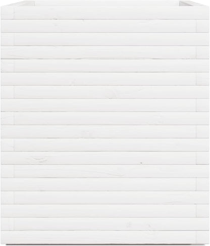 White Flower Box 90 x 60 x 72 cm Solid Pine Wood Flower Box on Legs Trellis Planter Patio - QUORE