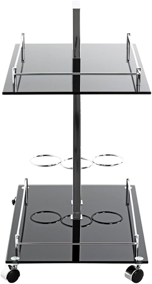 HAKU Möbel Serveerwagen chroom, zwart, Metaal, veiligheidsglas 8 mm - Maat: B 40 cm x H 72 cm x D 60 cm, Stijl: Modern