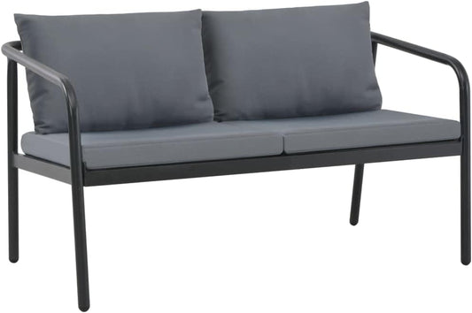 2-zits tuinbank met kussens grijs aluminium balkon tuin lounge outdoor hoeklounge zithoek klein loungemeubel tuinbank hoekbank - QUORE