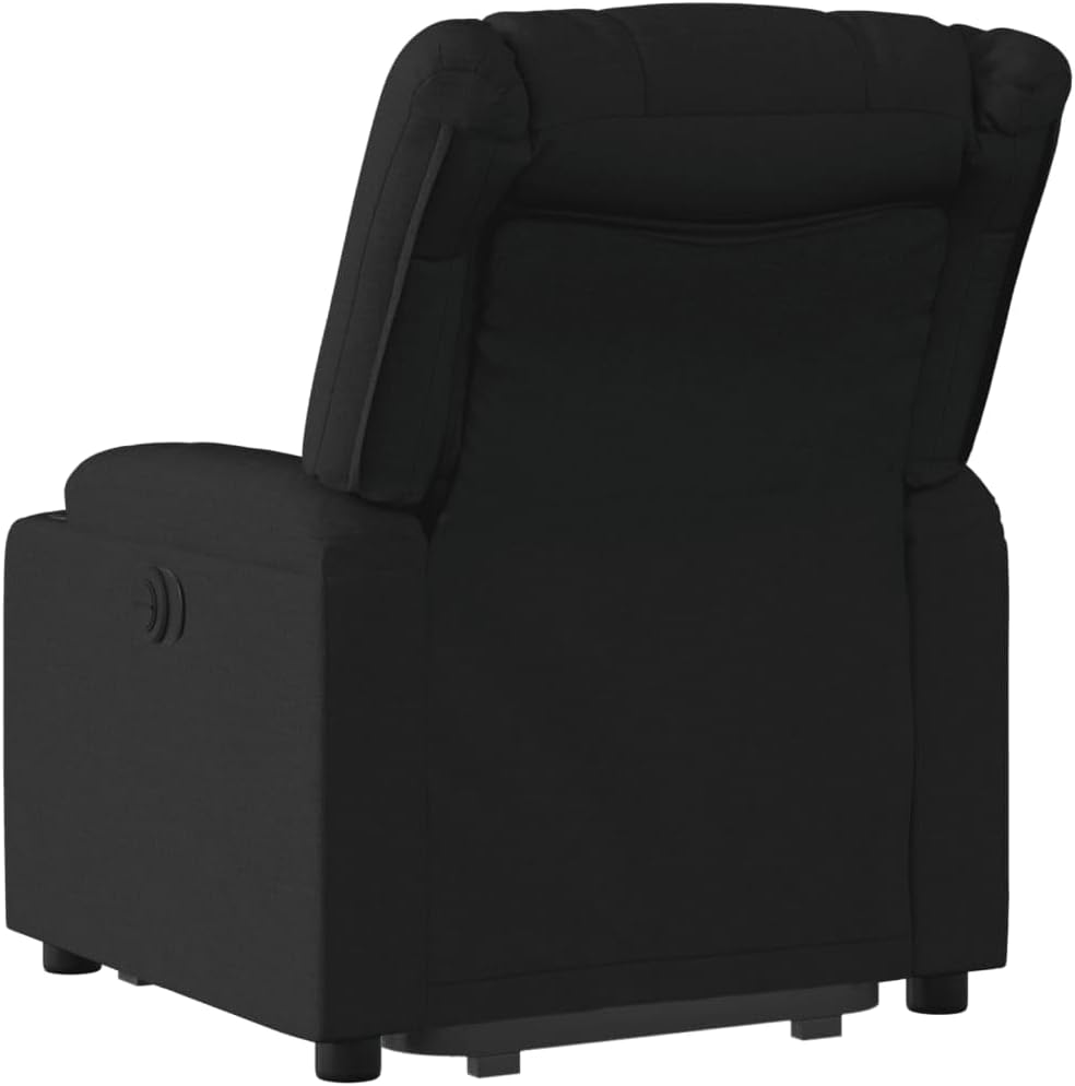 Relaxstoel Met Opstahulp – Zwarte Stoffen Tv-Stoel – Ligstoel – Relaxfauteuil – Enkel Ligstoel – Elektrische Opstahulp – Handmatig Kantelsysteem