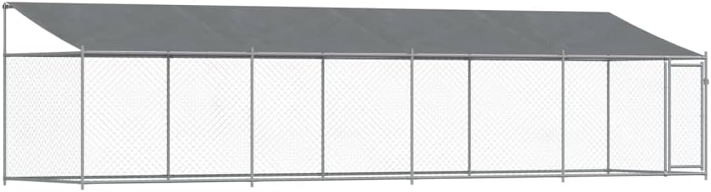Dog Cage with Roof and Door grey 8x2x2m galvanized steel, Walk In Chicken Coop Galvanized Chicken Coop, Chicken Coop, Chicken Coop, Chicken Coop, Cage, Rabbit Hutch, Pet Box, Backyard
