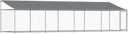Dog Cage with Roof and Door grey 8x2x2m galvanized steel, Walk In Chicken Coop Galvanized Chicken Coop, Chicken Coop, Chicken Coop, Chicken Coop, Cage, Rabbit Hutch, Pet Box, Backyard