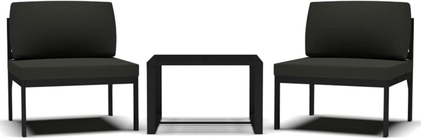 LAPOOH 3-Piece Garden Bench Set with Cushions Made of Aluminium, Anthracite, Garden Lounge, Outdoor Lounge Set, Garden Furniture 318307 - QUORE