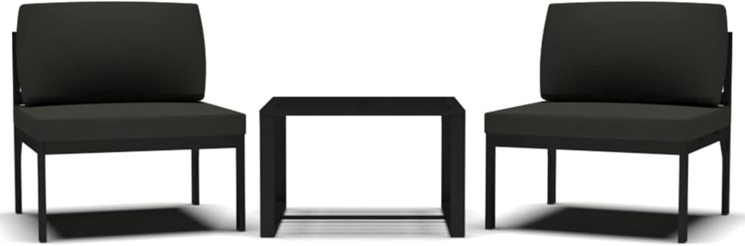 LAPOOH 3-Piece Garden Bench Set with Cushions Made of Aluminium, Anthracite, Garden Lounge, Outdoor Lounge Set, Garden Furniture 318307 - QUORE