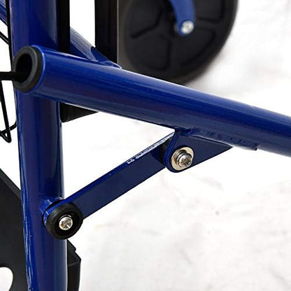 Rollator van staal, inklapbaar, blauw – rollator voor senioren met 4 wielen, zitting en remmen