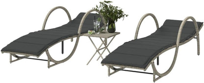 Sun Loungers 2 Pieces with Table Light Grey Poly Rattan Sun Lounger Garden Lounger Outdoor Sun Lounger Outdoor Sun Lounger Sun Lounger Garden - QUORE