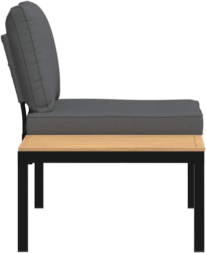 Garden Bench with Cushion Black Aluminium Bench Park Bench Balcony Bench Outdoor Bench for Garden Patio Balcony - QUORE