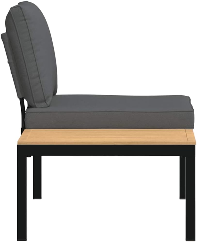 Tuinbank van aluminium met zwarte kussens en zijtafel voor buiten, robuuste en duurzame structuur, kussen afneembaar en wasbaar, comfortabele zitting, ideaal - QUORE