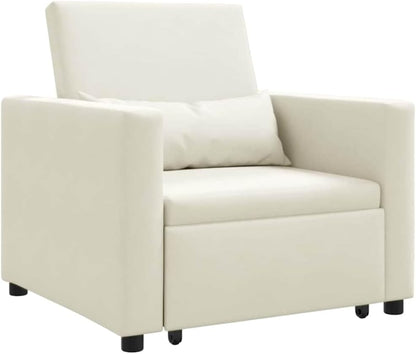 Uitschuifbare slaapbank, eenpersoons, crème, 90 x 165 x 87 cm, fluweel, Scandinavische stijl, stoel voor woonkamer, slaapkamer, werkkamer, logeerkamer - QUORE