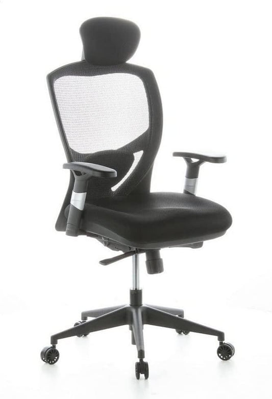 hjh OFFICE 657100 professionele bureaustoel VENUS BASE stof/net zwart draaistoel ergonomisch met lendensteun